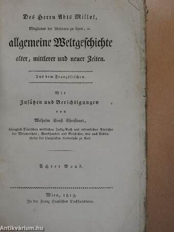 Allgemeine Weltgeschichte VIII. (gótbetűs) (rossz állapotú)