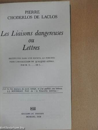 Les Liaisons dangereuses ou Lettres