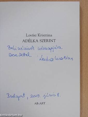 Adélka szerint (dedikált példány)