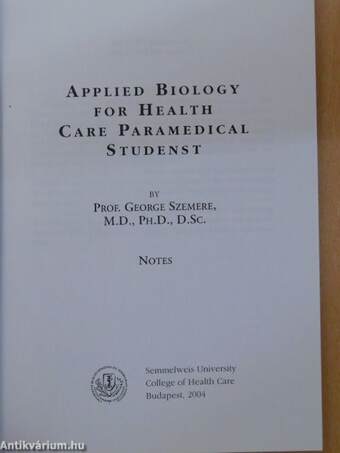 Applied Biology for Health Care Paramedical Students