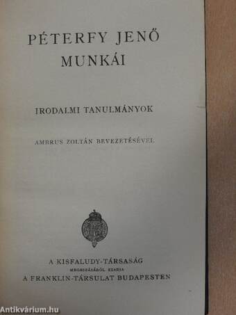 Péterfy Jenő munkái