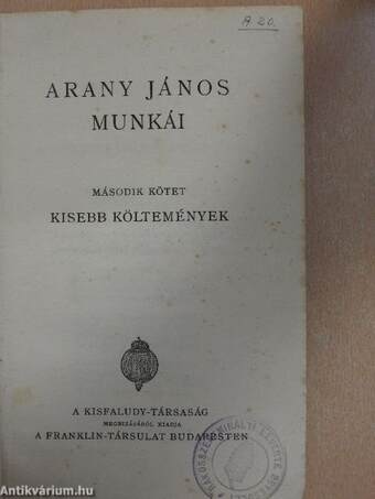 Arany János munkái II.