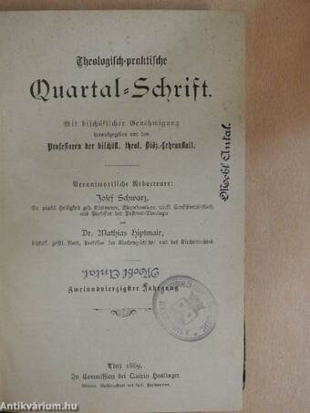 Theologisch-praktische Quartal-Schrift 1880/1-4. (gótbetűs)