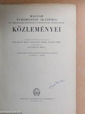 Magyar Tudományos Akadémia II. Társadalmi-történeti Tudományok Osztályának közleményei 1950