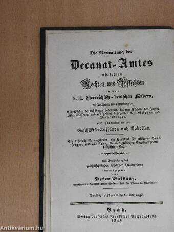 Das Pfarr- und Decanat-Amt mit seinen Rechten und Pflichten in den k. k. österreichisch-deutschen Ländern VI. (gótbetűs)