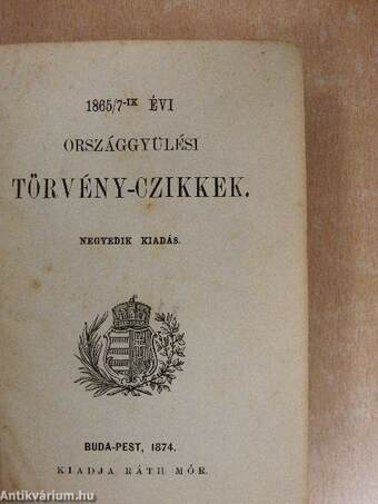 1865/7-ik évi országgyülési törvény-czikkek/1868-ik évi országgyülési törvény-czikkek