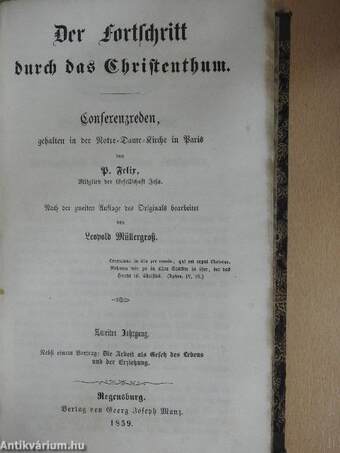 Der Fortschritt durch das Christenthum I-III. (gótbetűs)