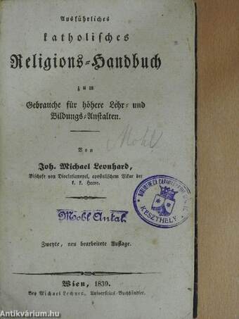 Ausführliches katolisches Religions-Handbuch (gótbetűs)