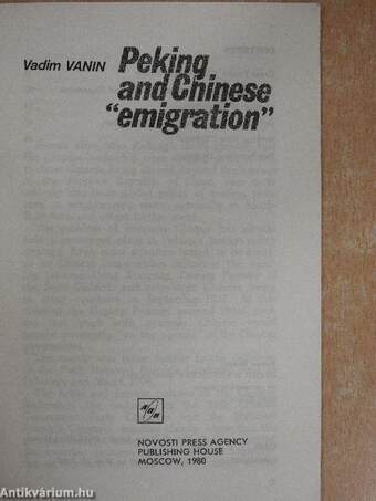 Peking and Chinese "emigration"