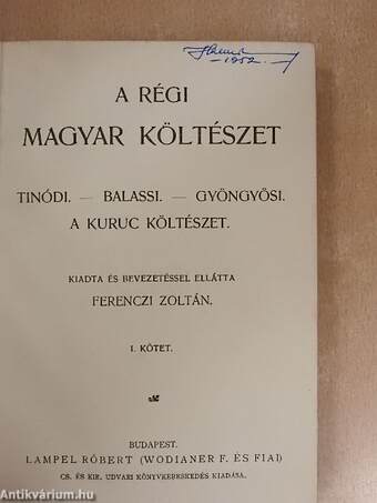 A régi magyar költészet I. (töredék)