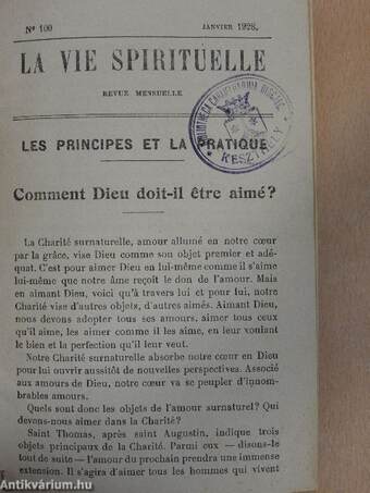 La Vie Spirituelle 1928. (nem teljes évfolyam) I.