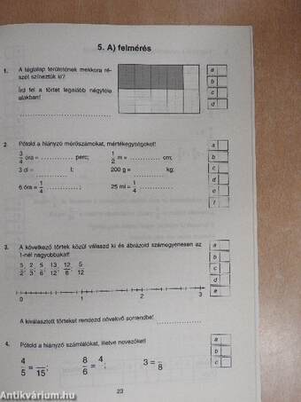 Matematika 5. felmérő feladatsorok