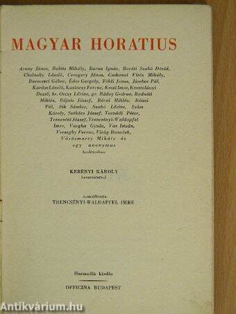 Magyar Horatius/Horatius Noster