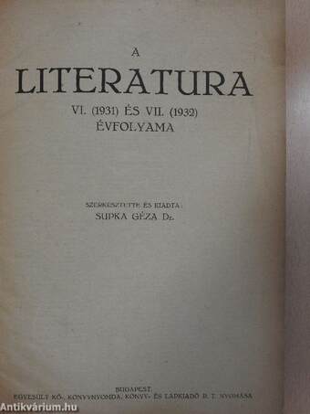 A Literatura 1931-1932 (rossz állapotú)
