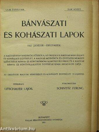 Bányászati és Kohászati Lapok 1927. január-december