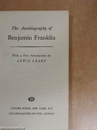 The Autobiography of Benjamin Franklin