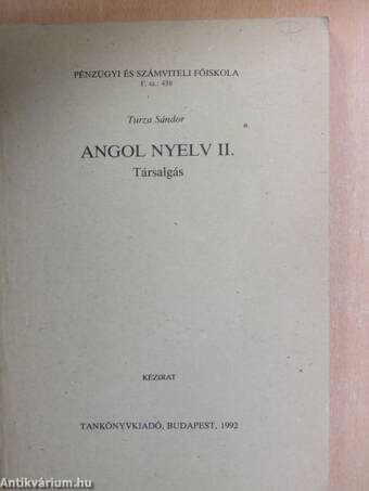 Angol nyelv II.