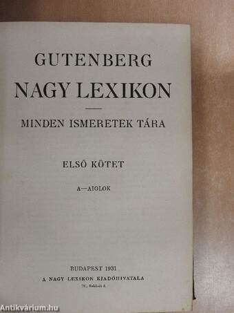 Gutenberg Nagy Lexikon I. (töredék)