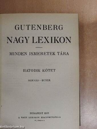 Gutenberg Nagy Lexikon VI. (töredék)