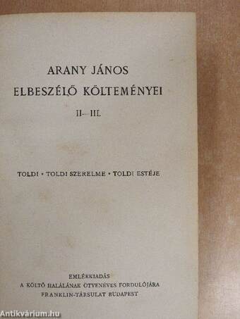 Arany János elbeszélő költeményei II-III.