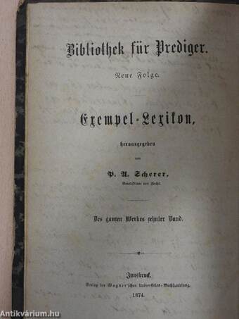 Exempel-Lexikon für Prediger und Katecheten II. (gótbetűs)