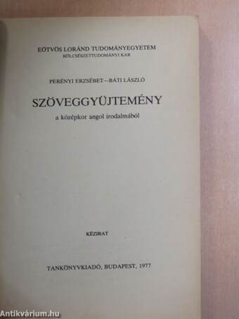 Szöveggyűjtemény a középkor angol irodalmából