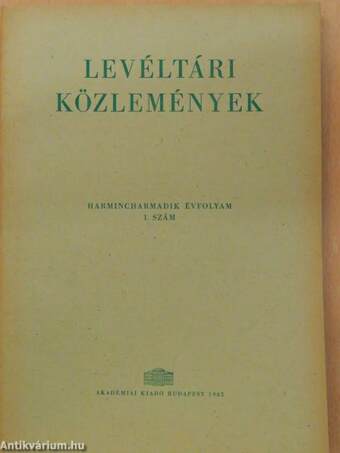 Levéltári közlemények XXXIII/1-2. szám