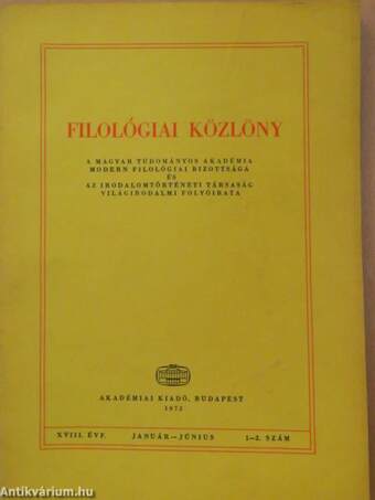 Filológiai Közlöny 1972. január-december