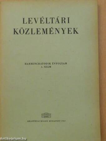 Levéltári közlemények XXXVI. 1-2. szám