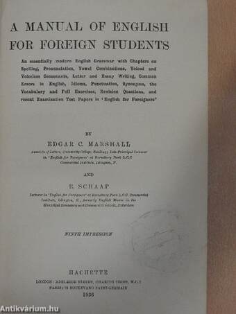 Manual of English for Foreign Students