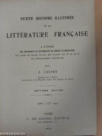 Petite histoire illustrée de la littérature francaise