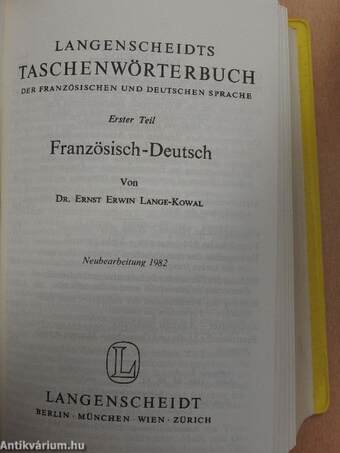 Langenscheidts Taschenwörterbuch der französischen und deutschen Sprache I-II.