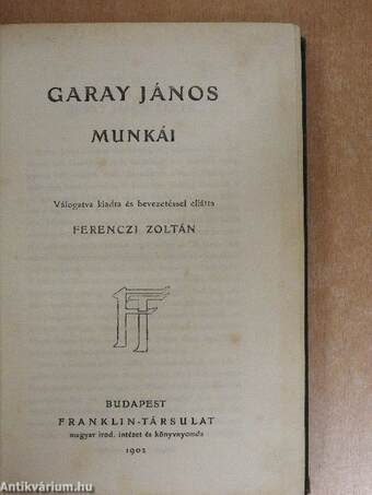 Garay János munkái