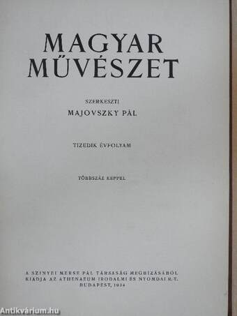 Magyar Művészet 1934. (nem teljes évfolyam)