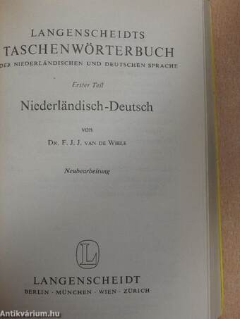 Langenscheidts Taschenwörterbuch der Niederländischen und Deutschen Sprache I.