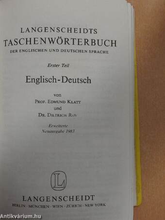 Langenscheidts Taschenwörterbuch der Englischen und Deutschen Sprache I-II.