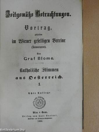 Katholische Stimmen aus Oesterreich I-II. (gótbetűs)