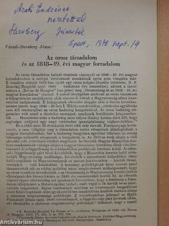 Az orosz társadalom és az 1848-49. évi magyar forradalom (dedikált példány)