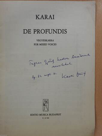 De profundis (dedikált példány)