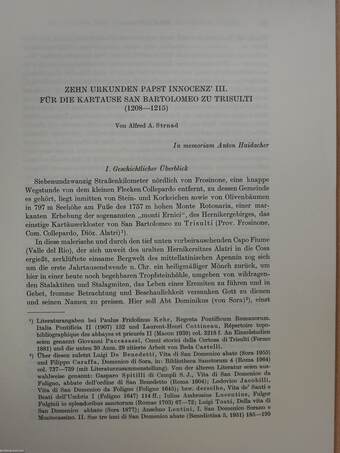 Zehn urkunden Papst Innocenz' III. für die Kartause San Bartolomeo zu Trisulti (1208-1215) (dedikált példány)