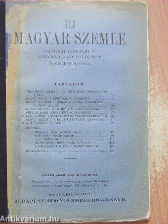 Új Magyar Szemle 1920. november