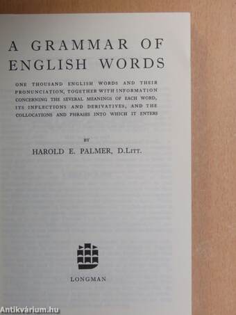 A Grammar of English Words