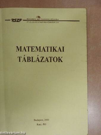 Matematikai táblázatok