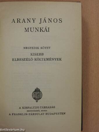 Arany János munkái IV.