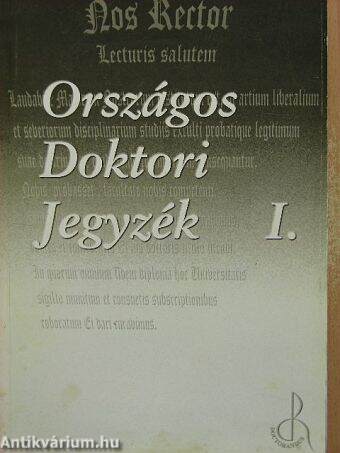 Országos Doktori Jegyzék I.