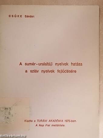 A sumér-uralaltáji nyelvek hatása a szláv nyelvek fejlődésére