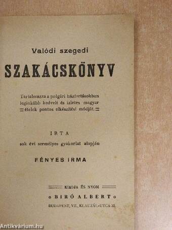 Valódi szegedi szakácskönyv