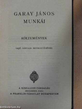 Garay János munkái