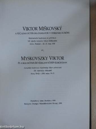 Myskovszky Viktor és a mai műemlékvédelem Közép-Európában