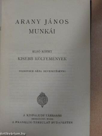 Arany János munkái I.